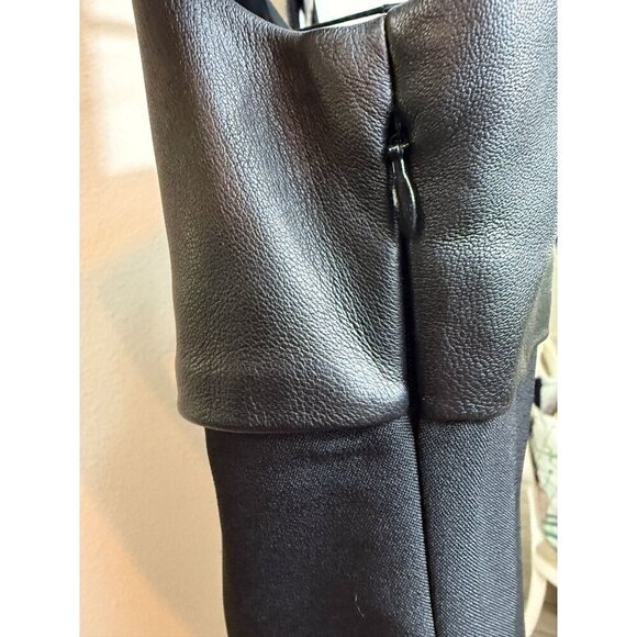 NWT The Kooples Women's Short Black Dress With Leather & Square Neckline‎ Size 8 - Picture 15 of 16